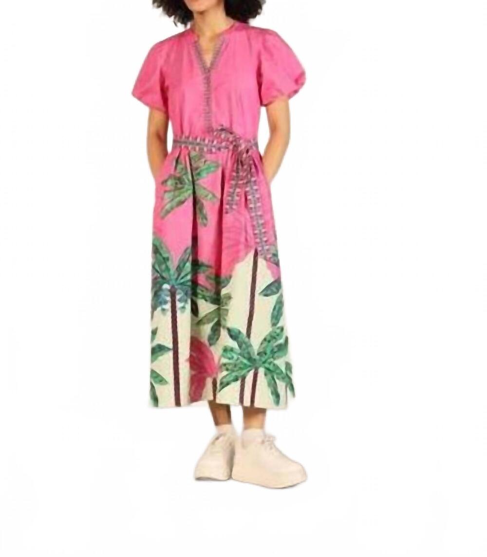 NEW MAUDE VIVANTE nova midi dress in pink tropics